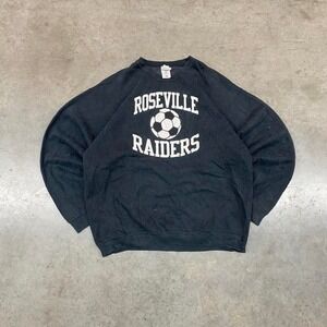 Roseville Raiders Soccer Crewneck Sweatshirt Black Y2K Men's XL